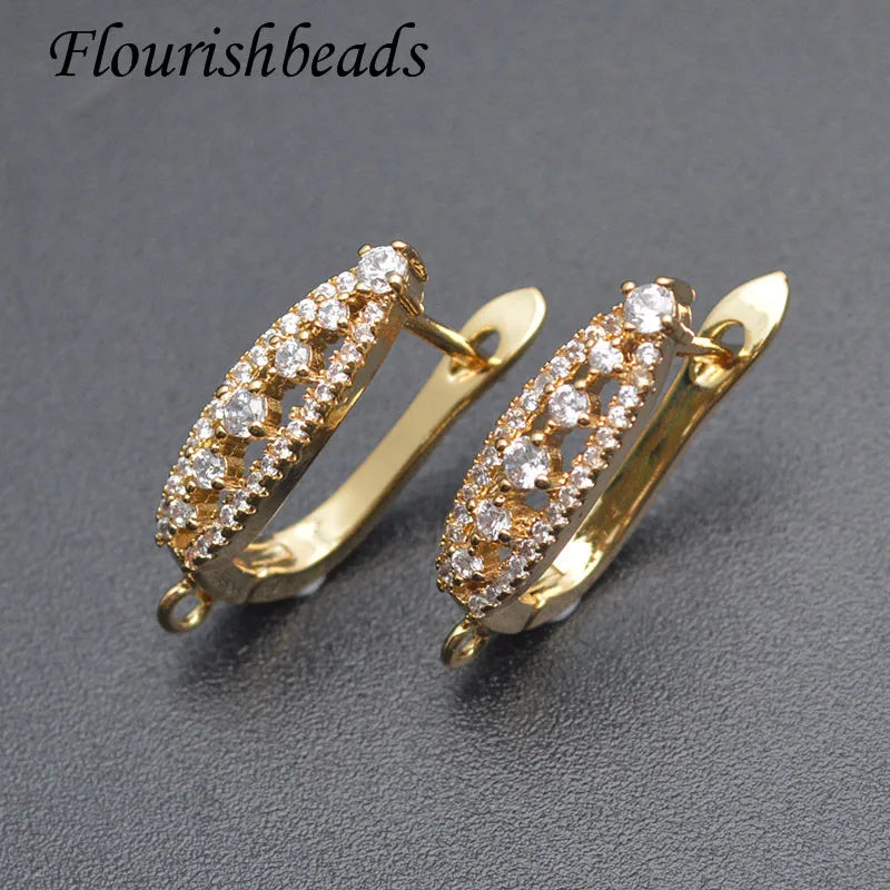 Liwan Plaza Wholesale Jewelry Market Silver Gold Plated CZ Setting U Shape Hoop Earrings for DIY Jewelry Making