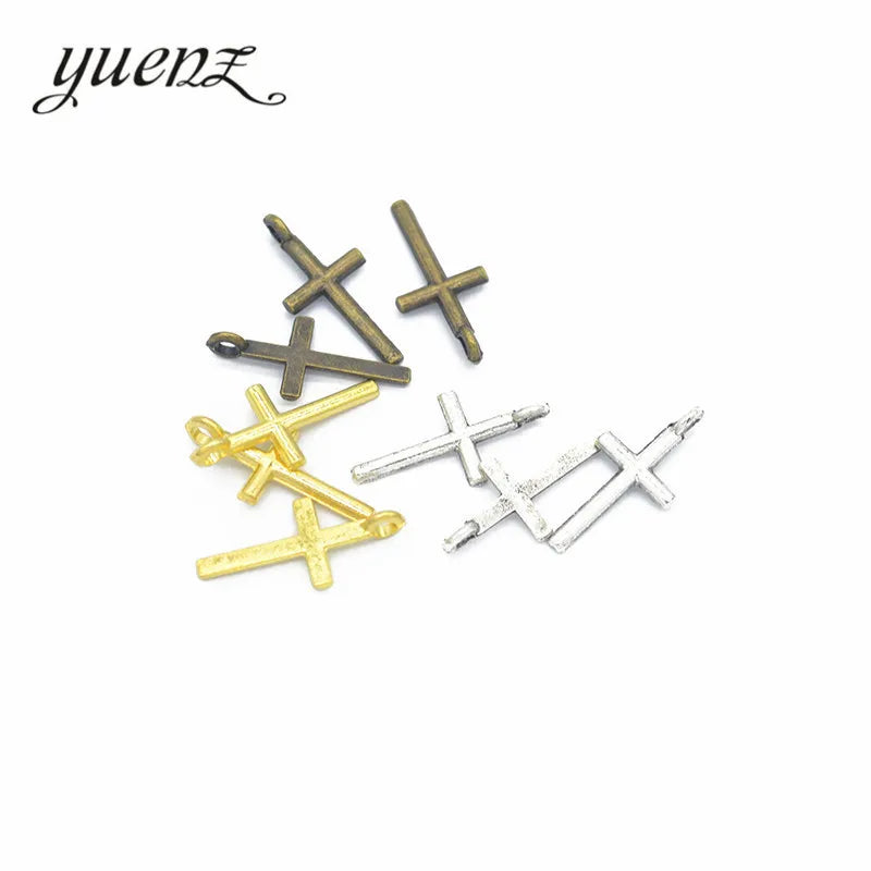 YuenZ 200pcs/bag Antique Silver Color Cross Plated Charms Pendants Jewelry Making DIY Handmade Craft 17*8mm T60