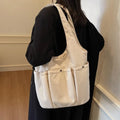Simple Pleated Women's Multi-pocket Shoulder Bags Solid Color Commuter Ladies Underarm Bag Large Capacity Female Handbags Tote