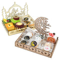 20cm Ramadan Kareem Table Decorations Wooden Food Tray Star Moon Eid Mubarak Wood Food Plates Muslim Party Decor