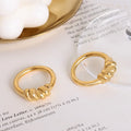 Ins European-style Exaggerated Geometric Twist Element Titanium Steel Plated 18k Gold Finger Ring for Women
