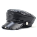 Women Yacht Captain Sailor Hat Black PU Newsboy Cabbie Baker Boy Beret Cap