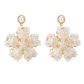 Korean Boho Brass Snowflake Flower Charm 925 Silver Pin Earrings Jewelry Women