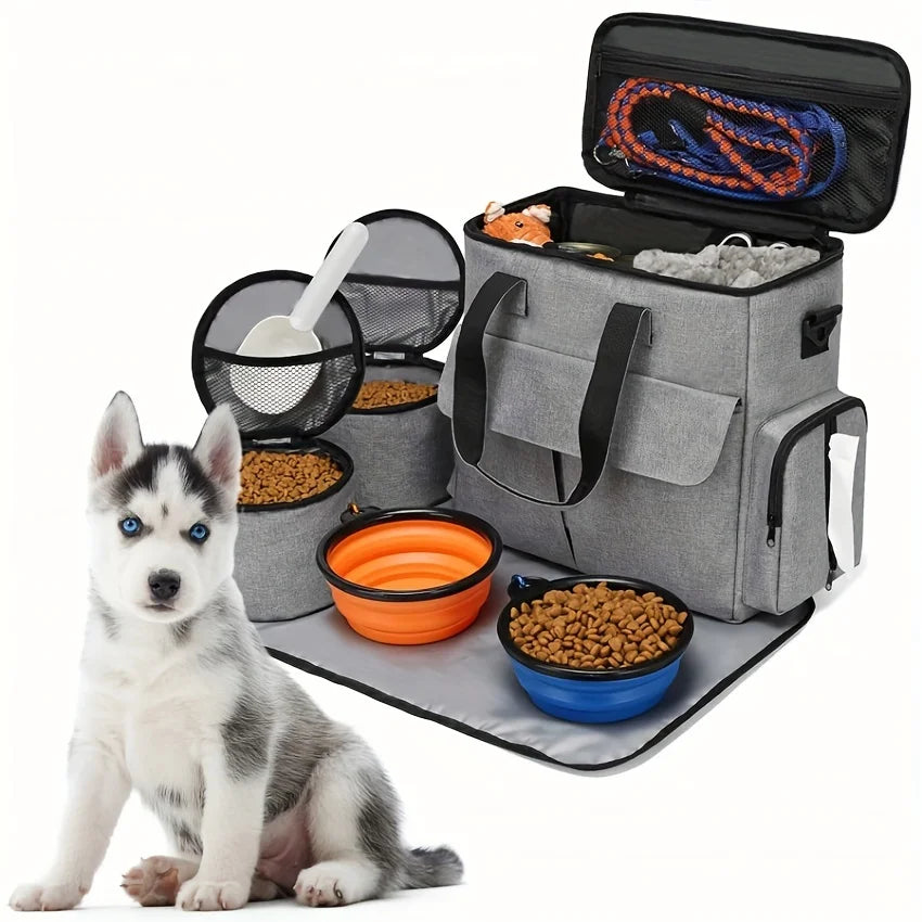 Multifunctional Pet Snack Storage Backpack with Zipper Closure - Portable Travel Bag for Outdoor Activities with Pets