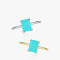 Elegant Jewelry Paraiba Gems Stone CZ 925 Sterling Silver Gold Plated Ring