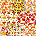 8Pcs Assorted Fall Fabric Bundles Maple Plaid Quilting Thanksgiving Fabric Squares Cloth Patchwork for DIY Craft Hand Sewing