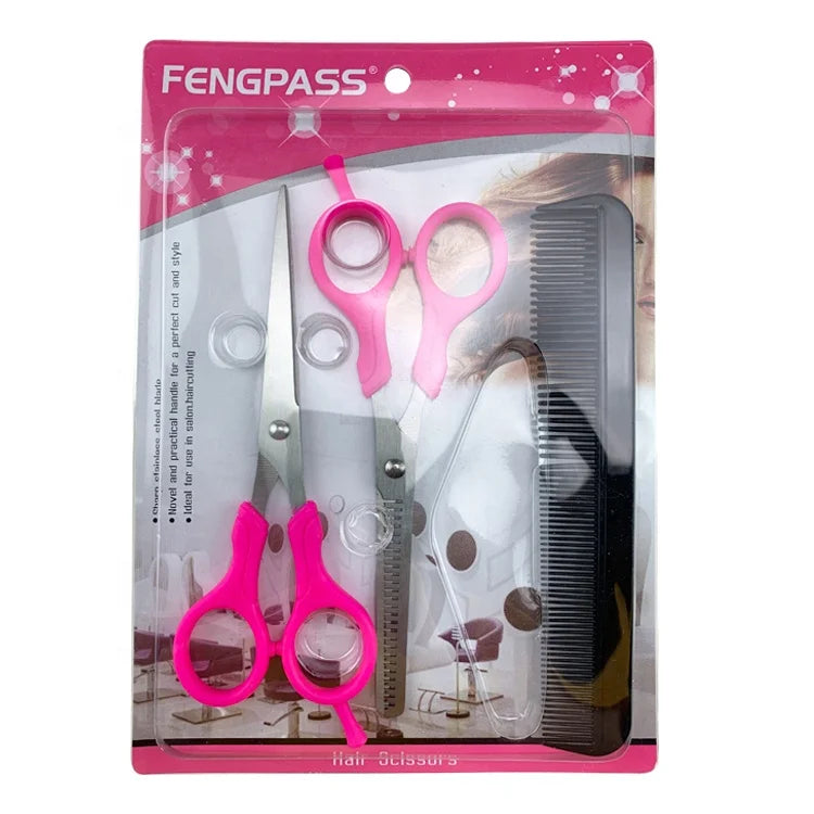 Hot Selling Professional Stainless Steel Barber Scissors Smooth Serrated Edge Thinning Hairdressing Hair Cutting Tools Set Salon