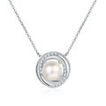 S925 Sterling Silver Moissanite Diamond Pearl Round Pendant Necklace High-Grade Gift for Wedding or Engagement