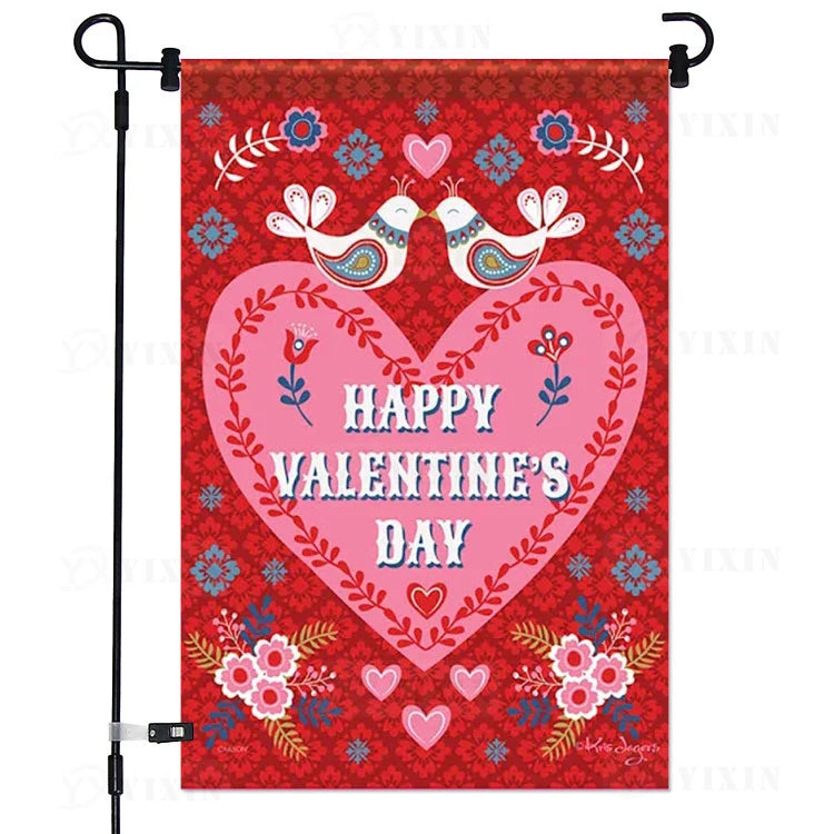 Wholesale Custom Valentines Day Red Love Heart Garden Flag 12x18 Inch Double Sided Outside Yard Outdoor Decoration