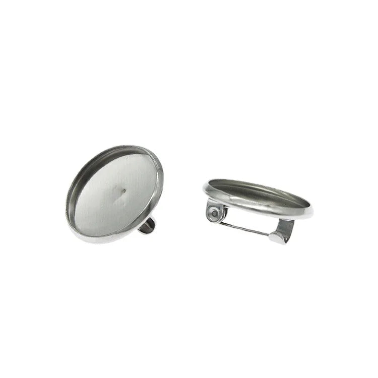 Different Size Stainless Steel Blank Cabochon Tray Finding Polymer  Jewelry Brooch Pendant Base