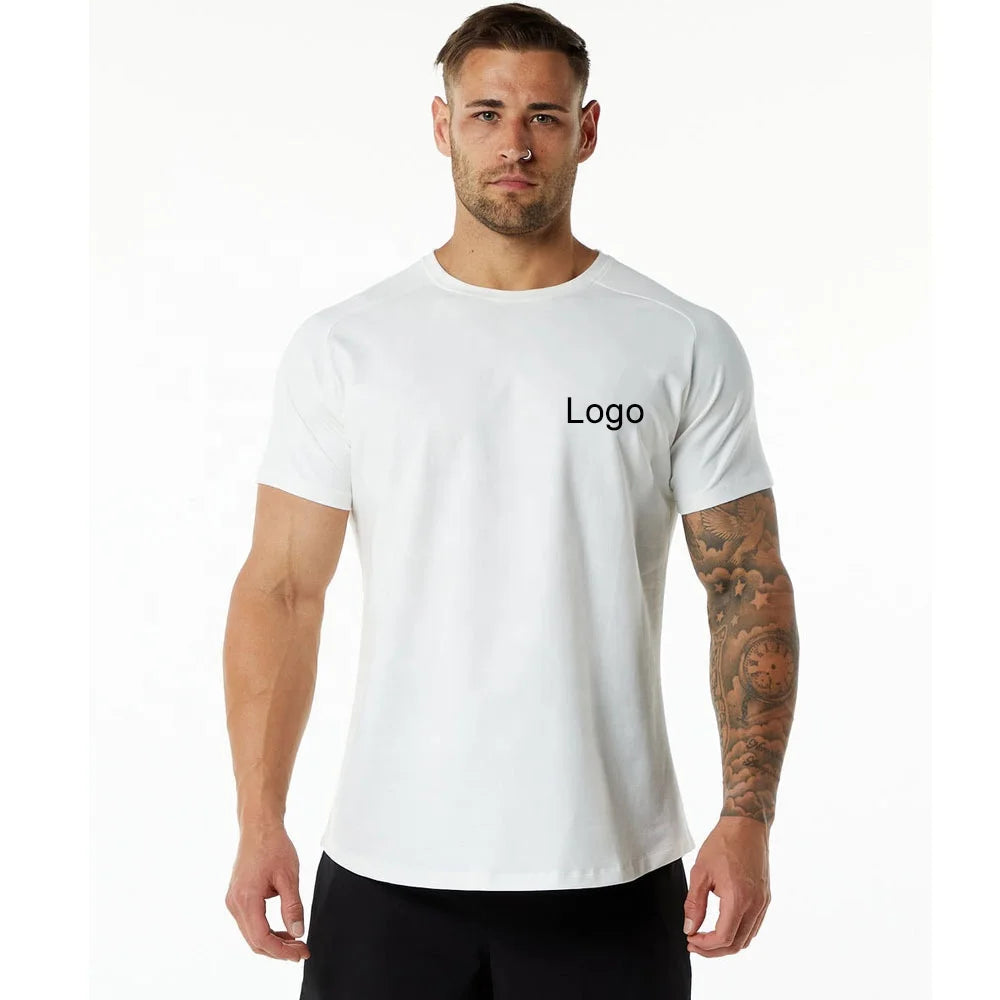 180 GSM Custom Logo 180g Cotton Custom T Shirt DTG Plus Size 3XL Gym Tee Shirt Sports Cotton T-shirt for Men High Quality