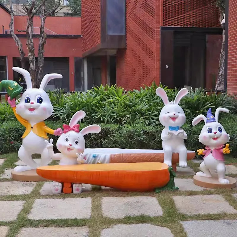 Outdoor Garden Cartoon Animals Theme Resin Seating Fiberglass Dinosaur Mushroom Rabbit Camel Cow Seat Beach for Kids