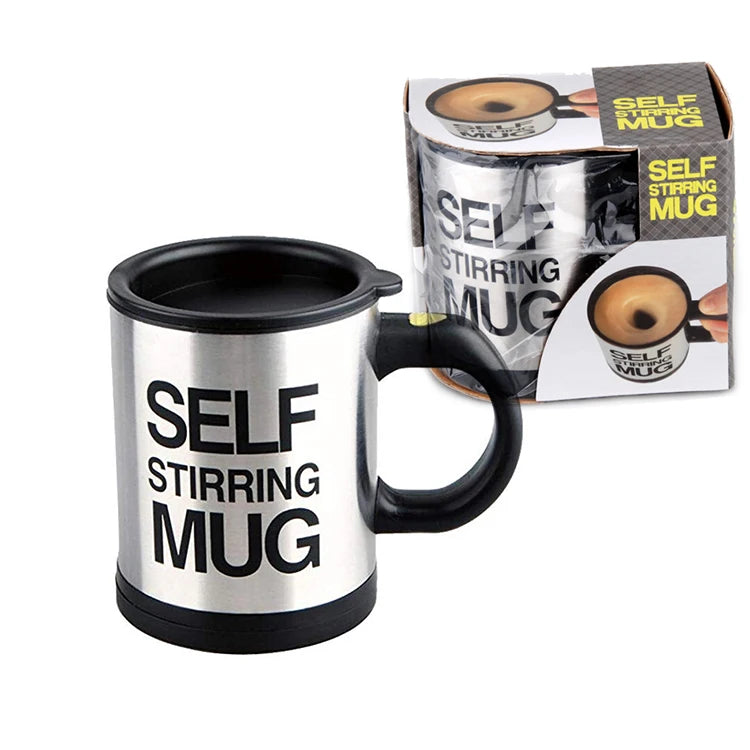 14oz 400ml Double Wall Stainless Steel Milk Cup With Lid Handle for Kids Adults Coffee Tumbler Auto Self Stirring Mug