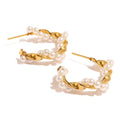 Waterproof 18k Gold Plated Stainless Steel Twist CC Shaped Jewelry Charm Pearl Twist Earrings for Girls