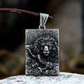 SS8-901P New Fashion 316L Stainless Steel Lion Head Lion Rectangular Men's Pendant Trendy Detailed Animal Jewelry Wholesale