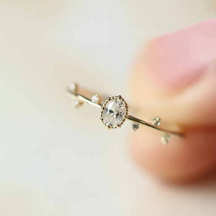 Hot Sale Delicate 14k Gold Plated 925 Sterling Silver Thin Stacking Leaf Ring for Women