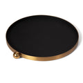 Factory Luxury  Round  Handmade Seiving Tray Black Brushed Brass  Modern Hotel or Restaurant Leather Tea Tray Coffee Tray