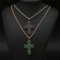 Top Quality Colored Gemstone Pendant 3A Cubic Zirconia Micro Inlaid Cross Pendant Necklace Classic Jewelry.