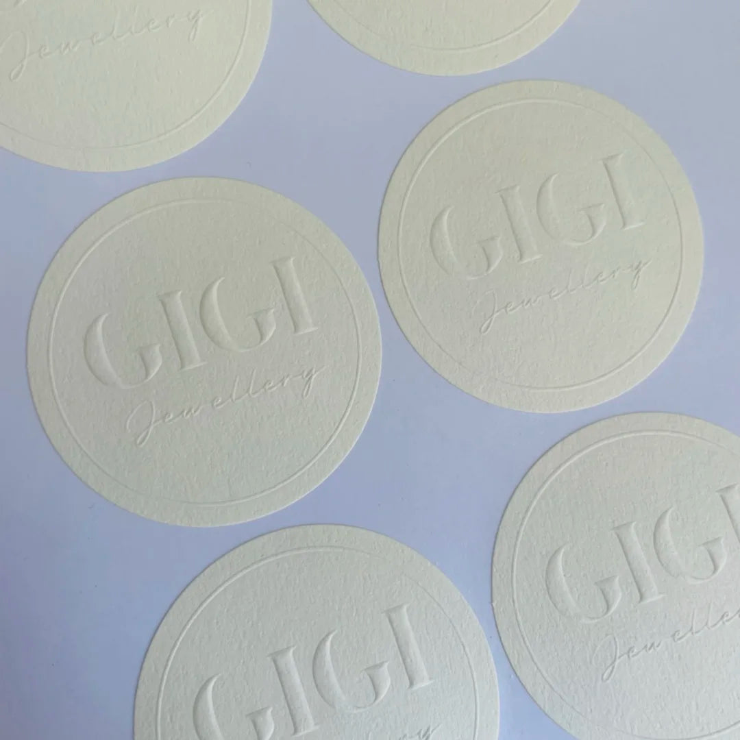 Custom Embossed Gold Foil Adhesive Sticker for Small Business Labels Embossed Stickers