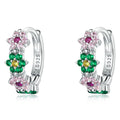 925 Sterling Silver Zircon Gemstone Fine S925 Jewelry Delicate ZC Three-Flower Hoop Earrings Hottest Trend for Women