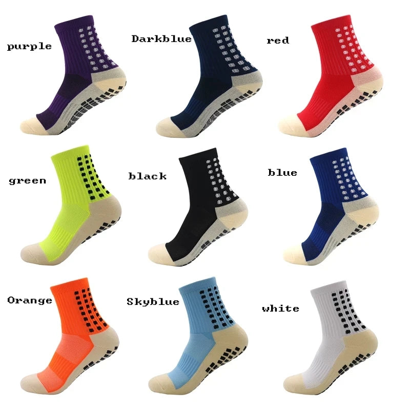 Custom Design logo Anti Slip Soccer Socks Non Slip Football Basketball Crew Sports Grip Socks