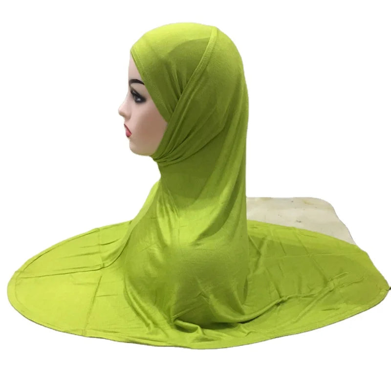 Mercerized Two-Piece Hijab Scarf Breathable Malay Hijab Scarf Solid Bottom Hat with Outer Hood