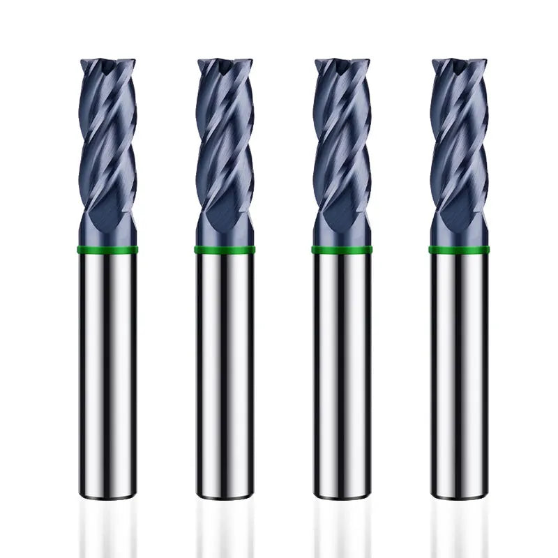 AZZKOR 4F Endmills Color-Ring Coating Tungsten Carbide Round Nose Milling Cutter Tools for CNC Mechanical
