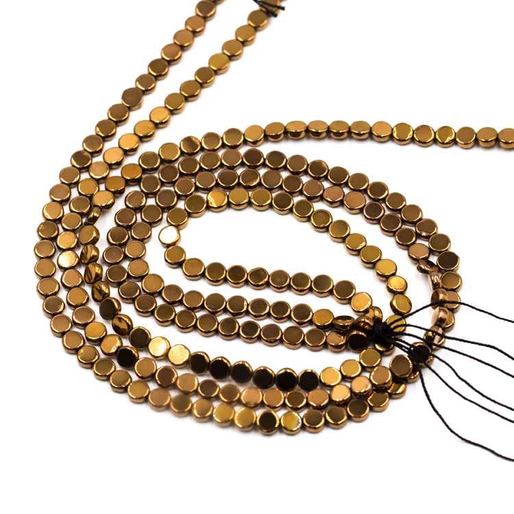 Wholesale Hot-selling Fine Round Pie Shape Loose Hematite Beads Stone for Bangle