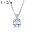 CZCITY Necklace Luxury Woman 1.2CT Square Moissanite Chain Sterling Silver VVS 925 Charm Lab Diamond Pendant
