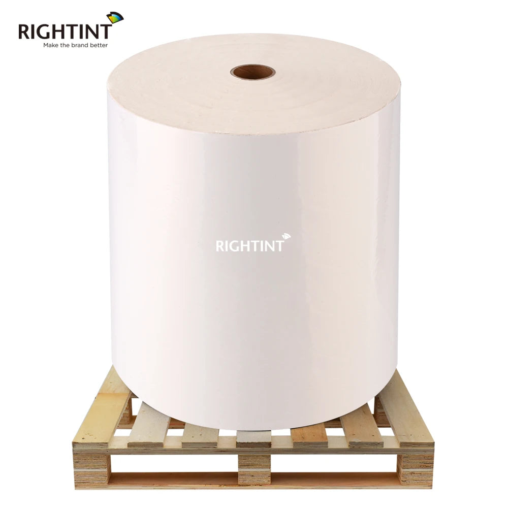 Flexography 60Mic Hot Sale Glossy White Vinyl Printing Roll Blank Label Jumbo Roll for Flexo Printing