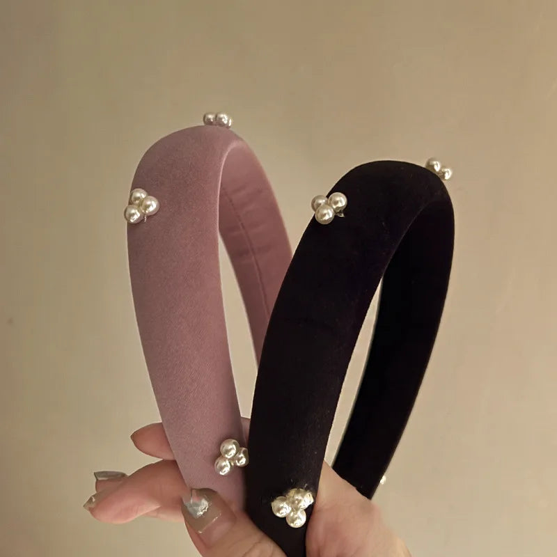 French Velvet Wide Hair Hoop Handmade Fashion Hair Accessories Wide Cloth Puffy Velvet Headband