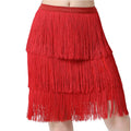 Wholesale Elastic 3-layer Tassel Fringe Latin Dance Performance Practice Knee-length Skirt for Women Dancewear