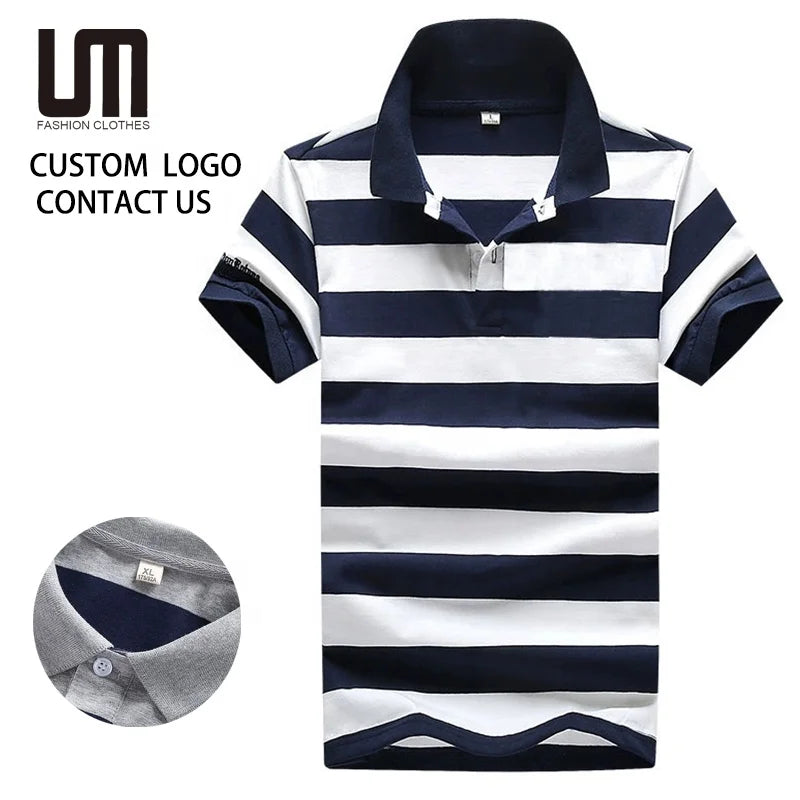 Clearance Sales Fashion Men Cotton Short Sleeve T-Shirts Casual Stripe Tee Shirts Summer Plus Size Breathable Tops OEM/ODM