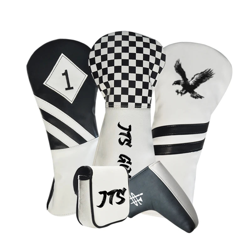 Good Price Pu Leather Golf Headcover Customized Logo and Design White and Black Club Head Cover