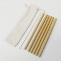 Eco Natural Bamboo Straws Wholesale Reusable 6pcs Bamboo Drinking Straw Set With Cleaning Brush and Pouch