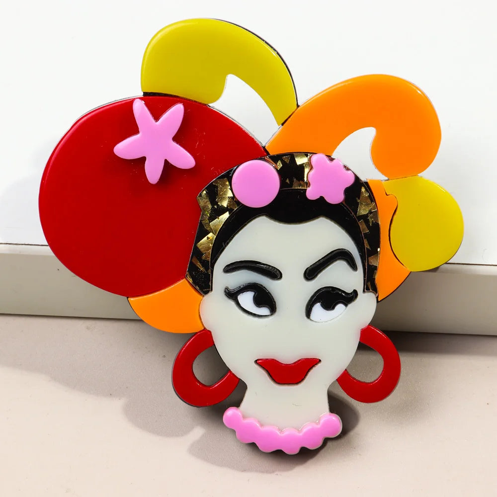 Popular Funny Holiday Clown Corsage Colorful Balloon Flowers Hyperbolic Pins Geometric Women's Acrylic Brooch Jewelry