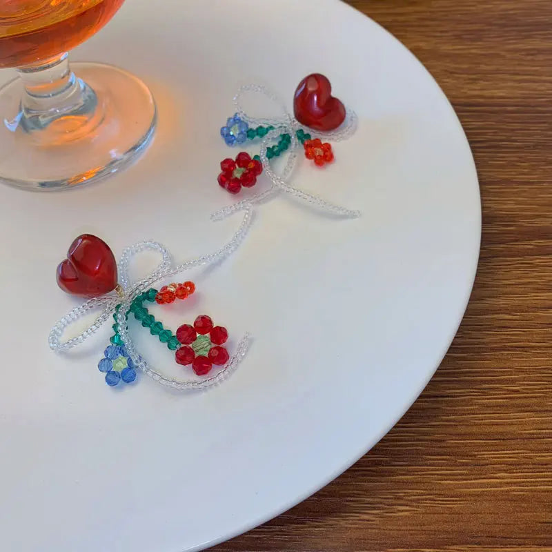 Hot Sale Beaded Hoop Boho Flower Round Earrings for Women's Handmade Earrings Valentine's Day Gift