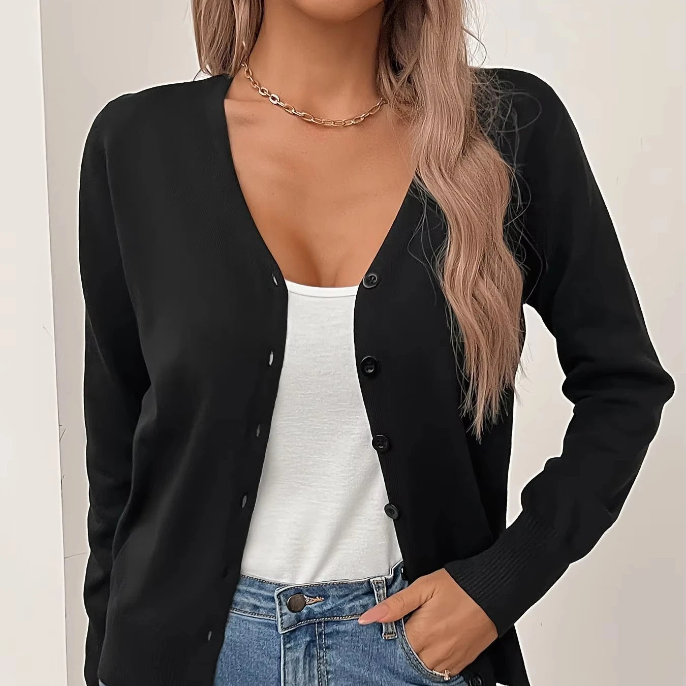 Custom Lantern Sleeves Knitted Winter V-neck Single Breasted Artificial Cotton Sweater Cardigan Open Front Outwear Women's