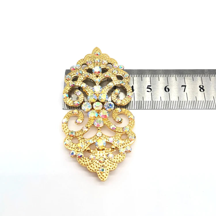 Custom Design Belt Buckle Double Lock Buckle Metal Gold Plated AB Rhinestone Interlock Buckle  for Lady Dress Wedding