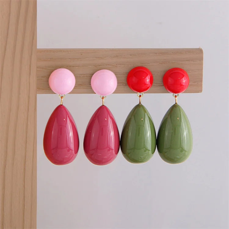 Women's Vintage Elegant Resin Water Drop Earrings Retro Geometric CZ Personalized Wholesale Fashion Accessory