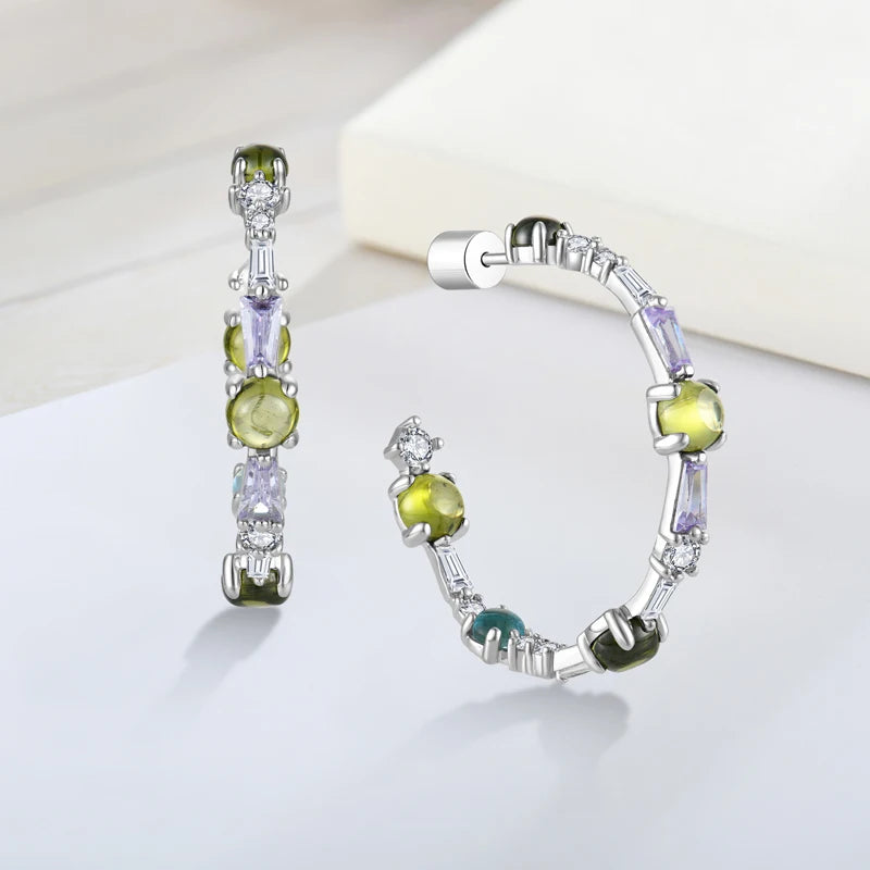 Wholesale 925 Sterling Silver Hook Earrings Trendy Jewelry Customized Gifts Rhodium Plated Custom Color Stone Women Earrings