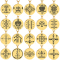 HLSS120-139 Gold Color Voodoo Veve Symbols Sigil Charm Jewelry Vodou Lwa Loa Amulet Talisman Stainless Steel Pendant Necklace