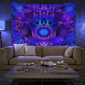 Custom Printed Psychedelic Mandala Night Glowing Woven Cotton/Polyester Tapestry Wall Hanging Machine Washable