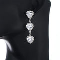 Hot Selling 925 Silver Needle CZ Stud Earrings Fashion Long Peach Heart Rhinestone Earrings Jewelry for Daily