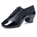 Comfortable Black Leather Boys Zapatos De Baile Latin Salsa Dancing Shoes for Men US Size 4.5-13.5 Heel Height 4.5cm