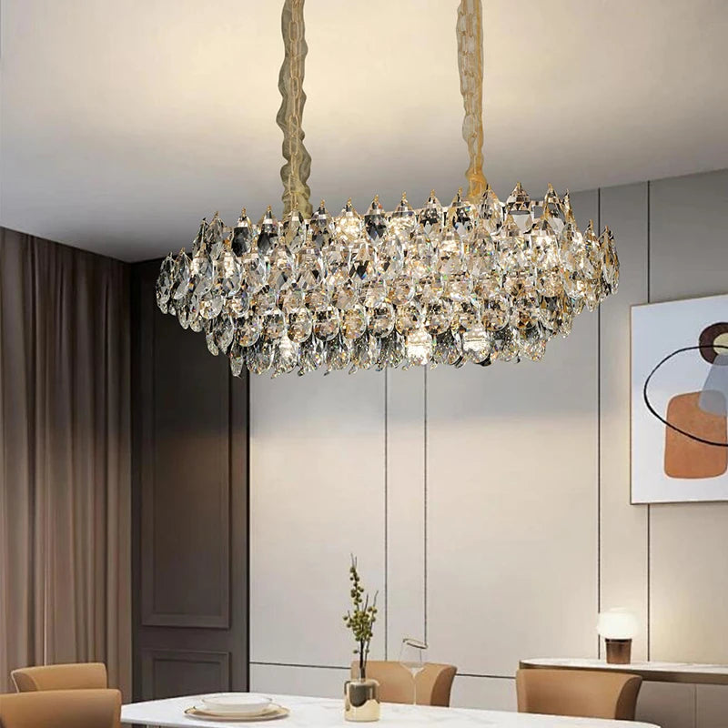 2025 New Crystal Unique Chandelier Luxury Control 3 Color Changes Led Light Chandelier for Living Room Entrance Hall Hotel Room