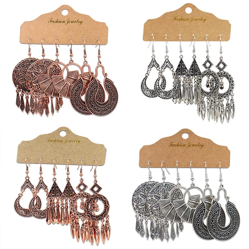 Fashion Vintage Zinc Alloy Earrings 3 Pairs Set Cheap Earrings for Women Stocks Sell Europe Jewelry
