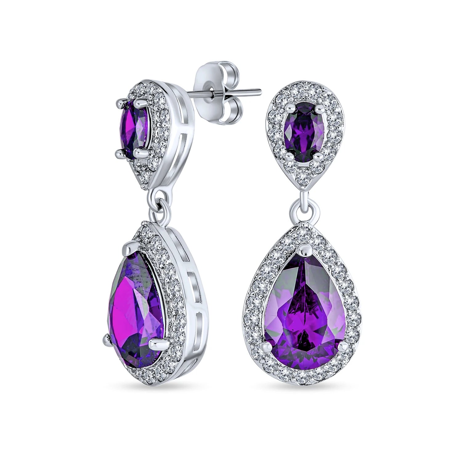 Birthstone Jewelry for Daughter Birthstone Earrings Near MeDouble Round Amethyst Earrings Studs