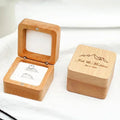Free Custom Engraving Square Folk Art Cherry Wood Classic Eco-Friendly Ring Box 1PCS Jewelry Proposal Wedding Organizer Golden