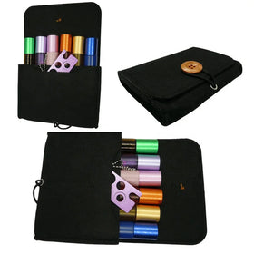Felt Doterra Pouch With Wooden Buttons Holds 6 Roller Bottles or 4 Vials 15ml Oil Bottles